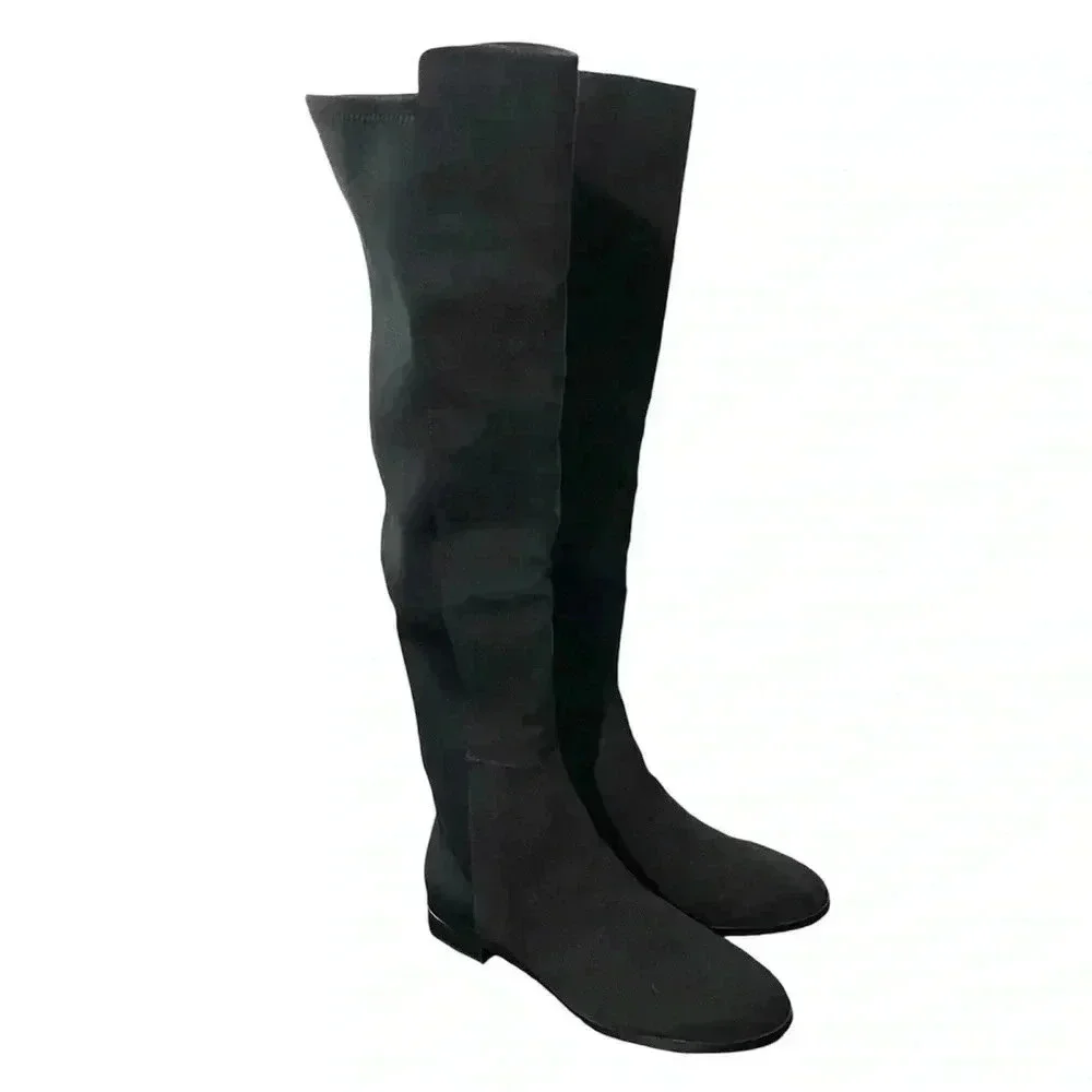 New J. Crew Over the Knee Boots Black Suede Size 9.5
